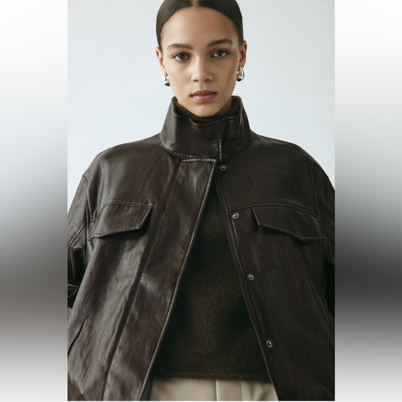 New H&M High-Collar Coated Jacket - Picture 2 of 6